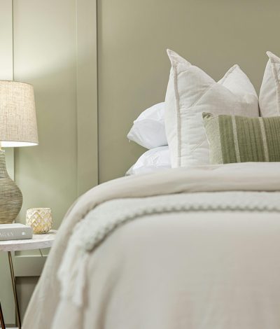 Bedroom with pale green